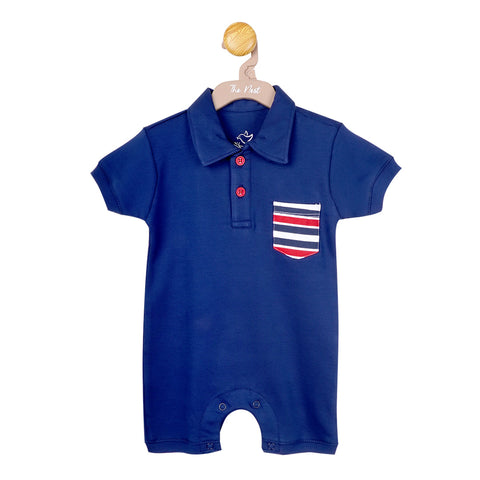 Blue lightening Short sleeves collared shortall | Pants - Leggings - Shorts & Capri | The nest clothing