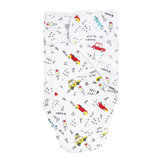 Zoomin' Cars Swaddle sheet with Velcro | Wrapping Sheets | The nest clothing