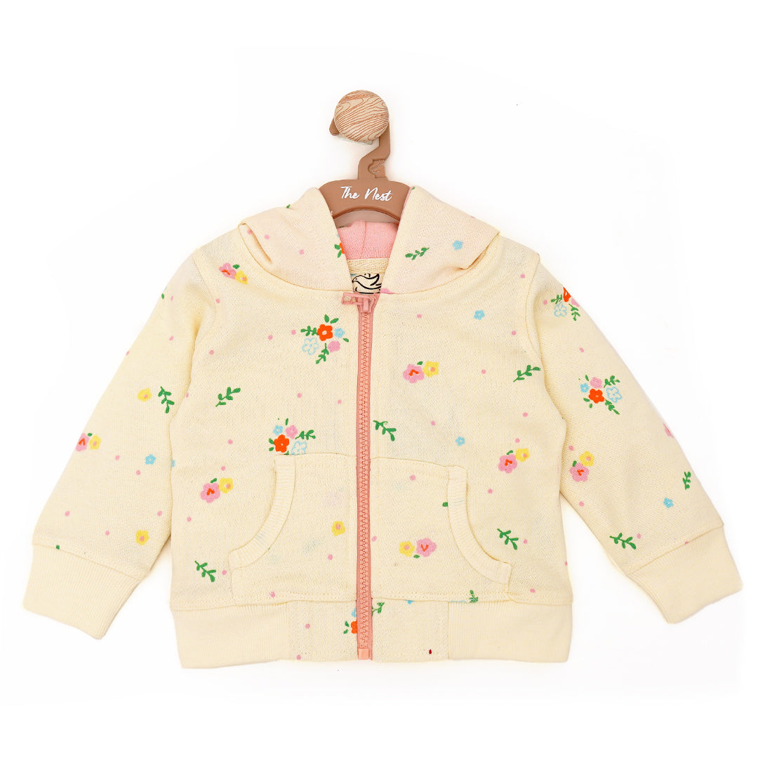 Bird House Off-White Floral Zipper Sweater | Jackets | The nest clothing