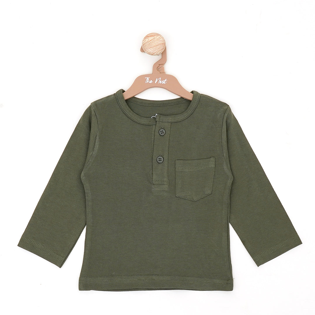 Dark Green Baby Shirt with Pocket | Tops & T-Shirts | The nest clothing