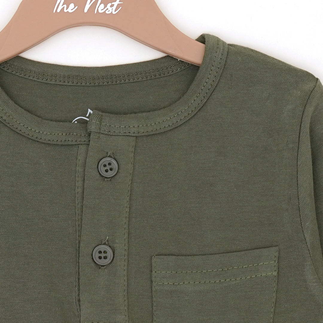 Dark Green Baby Shirt with Pocket | Tops & T-Shirts | The nest clothing