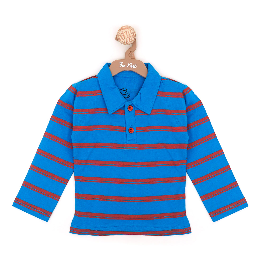 Red-Lined Blue Baby Shirt | Tops & T-Shirts | The nest clothing