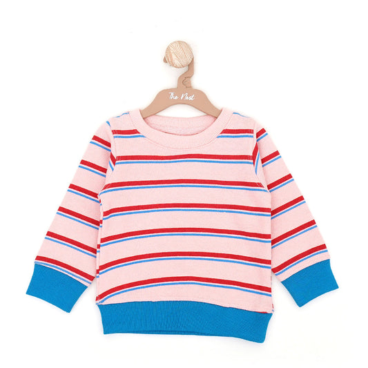 Pink Sweatshirt with Red and Blue Stripes | Hoodies, Jacket & Sweatshirts | The nest clothing