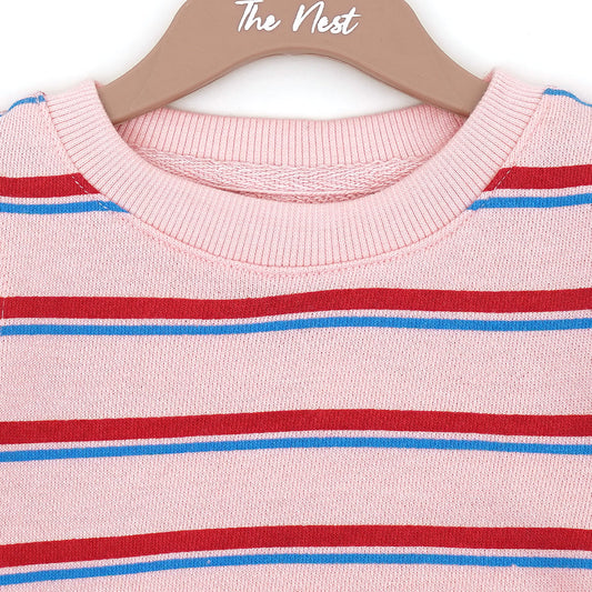 Pink Sweatshirt with Red and Blue Stripes | Hoodies, Jacket & Sweatshirts | The nest clothing