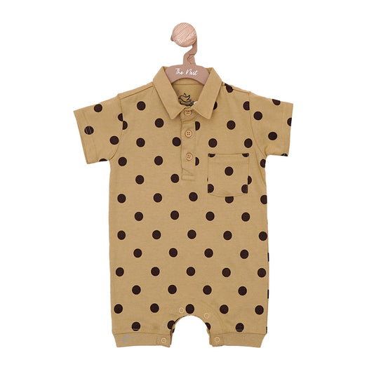 Polka-Dot Henley Baby Romper | Rompers | The nest clothing