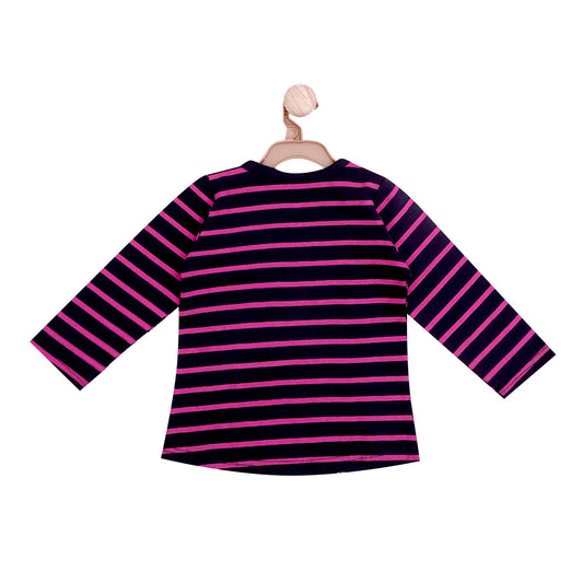 Sleeve T-Shirt with Pink Lining