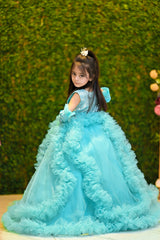 Stunning Long Frock Based On Breeze Net With Muffles And Lon | Frocks & Dress | QS STUDIO