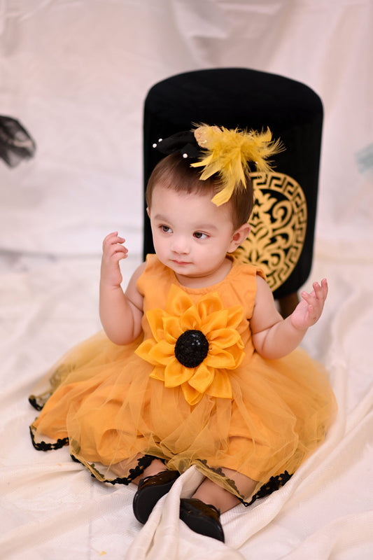 Mustered Sunflower | QS STUDIO | Frocks | Newborn baby clothes