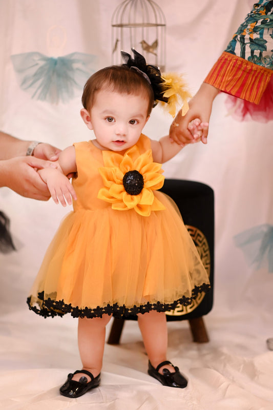 Mustered Sunflower | QS STUDIO | Frocks | Newborn baby clothes