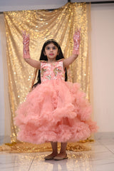 Peach Cape Style - Scarlet Blossom | QS STUDIO | Frocks | Newborn baby clothes