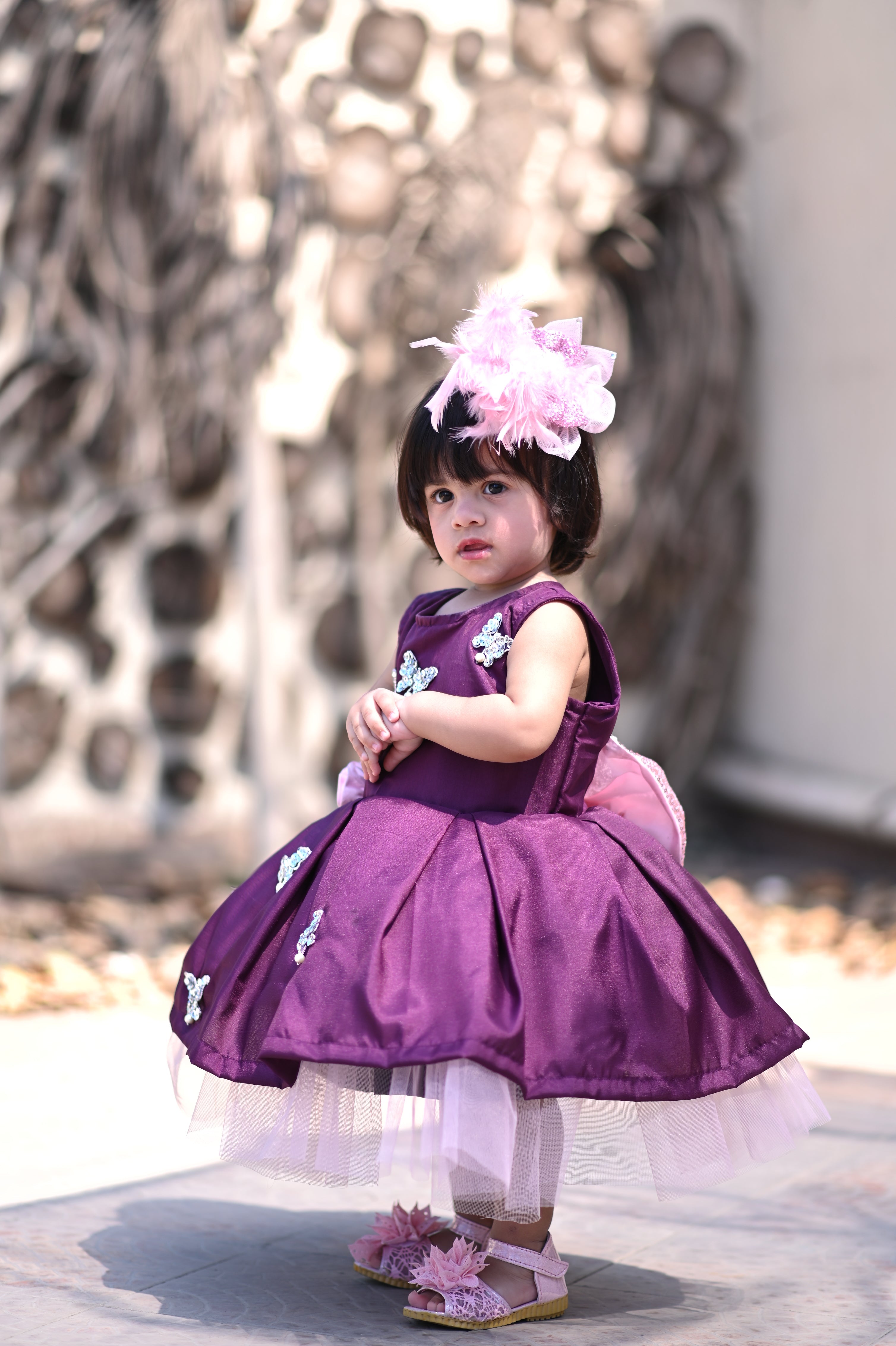 3D Bow, Butterfly And Flower Short Frock. | QS STUDIO | Frocks | Newborn baby clothes