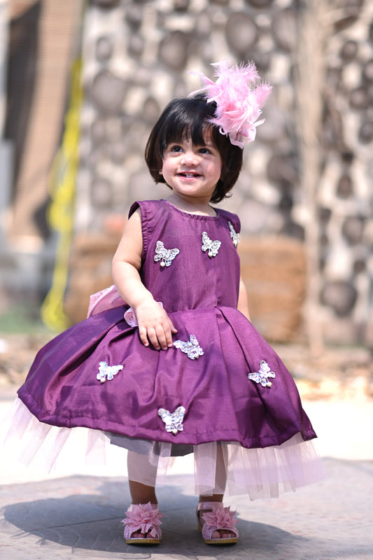 3D Bow, Butterfly And Flower Short Frock. | QS STUDIO | Frocks | Newborn baby clothes