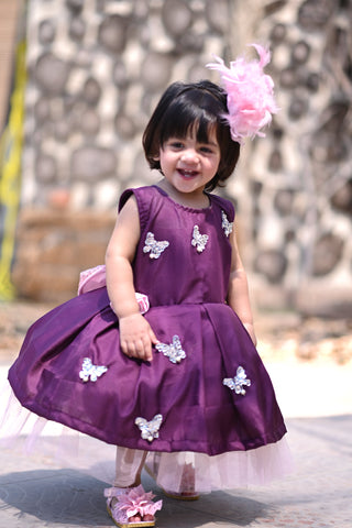 3D Bow, Butterfly And Flower Short Frock. | QS STUDIO | Frocks | Newborn baby clothes