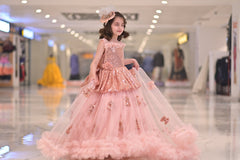 3D Flower Byl And Ruffles Pearls Ehancement Long Frock | QS STUDIO | Frocks | Newborn baby clothes