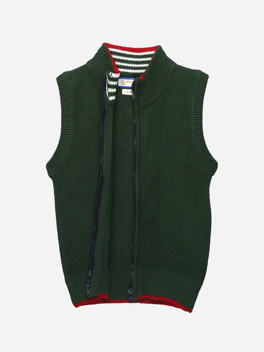 Dark Green Sleeveless Casual Zipper Brumano Pakistan