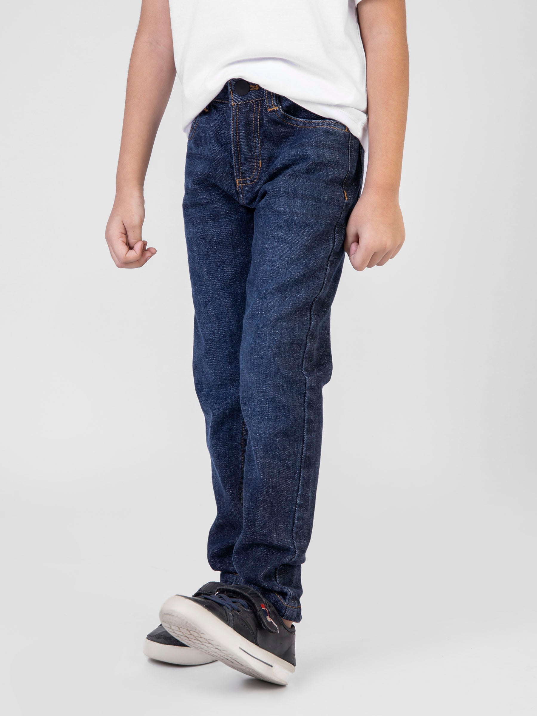 Dark Blue Casual Jeans With Whisker Wash - Junior Brumano Pakistan