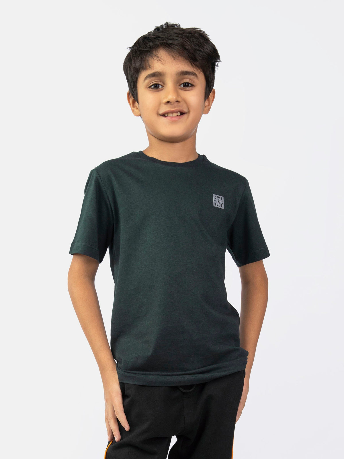 Dark Green Basic Crew Neck Casual T-Shirt Brumano Pakistan