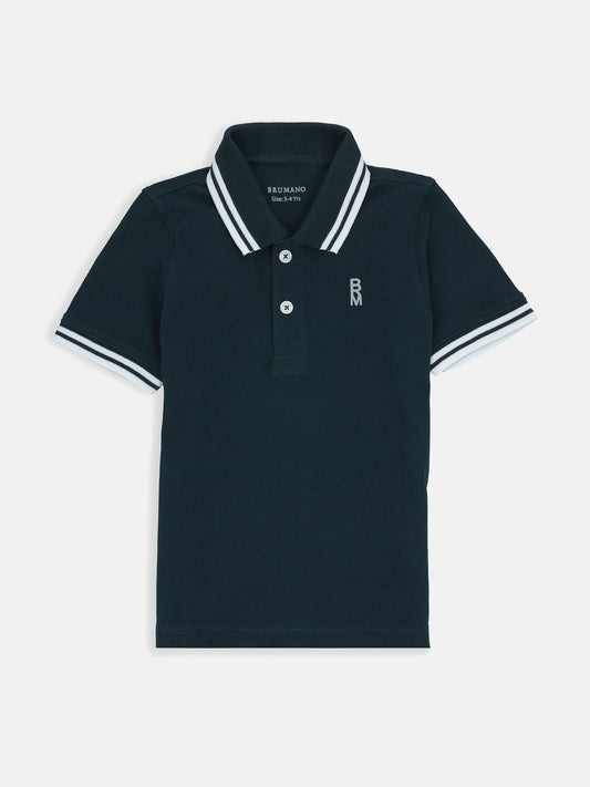 Dark Green Pique Casual Tipped polo Brumano Pakistan