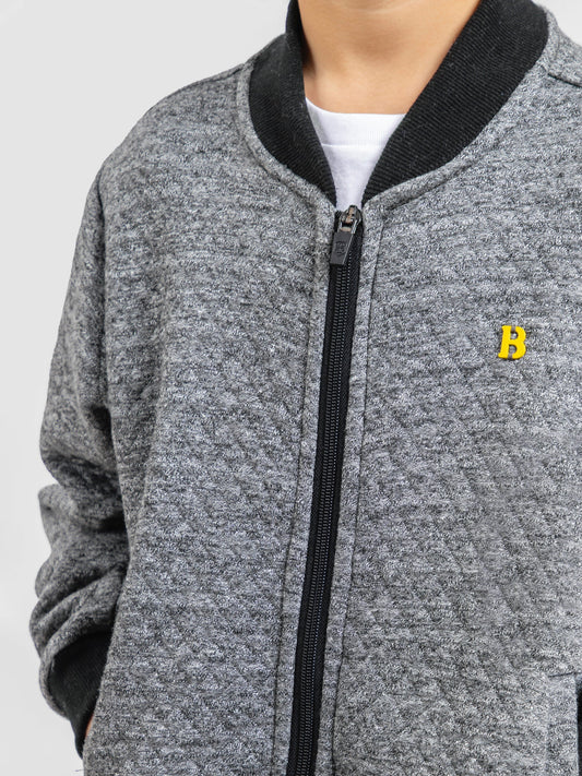 Dark Grey Casual Quilted Baseball Jacket - Unisex Brumano Pakistan