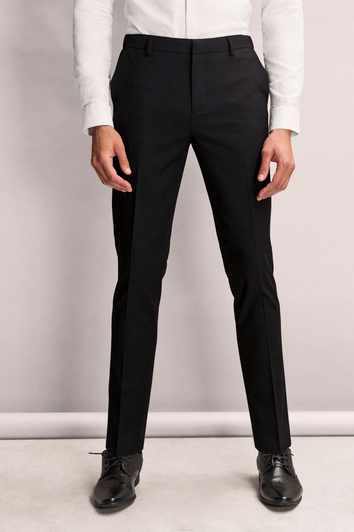 Black Slim Fit Elasticated Waist Motionflex Stretch Smart Trousers