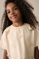 NEXT - Ecru Boxy Bows T-Shirt (3-16yrs)