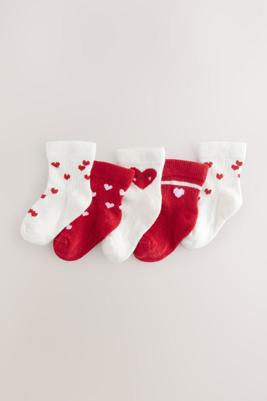 NEXT - Red Heart Baby Socks 5 Pack (0mths-2yrs)