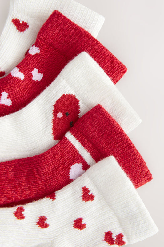 NEXT - Red Heart Baby Socks 5 Pack (0mths-2yrs)
