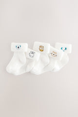 NEXT - White Character Embroidered Roll Top Socks 5 Pack (0mths-2yrs)