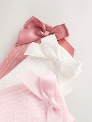 Pink Knee High Bow Baby Sock 3 Pack (0mths-2yrs)