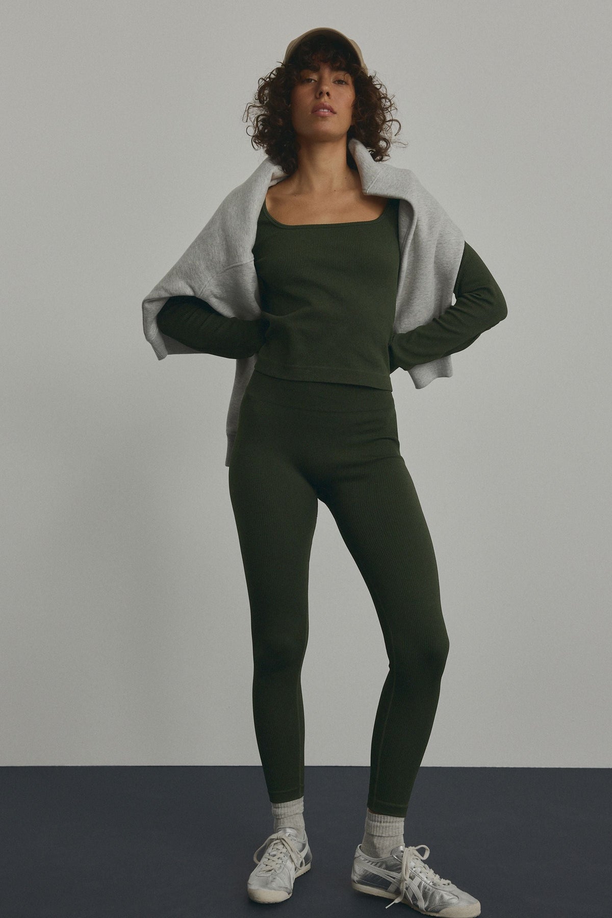 Forest Green Ribbed Seamless High Waist Leggings