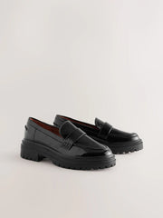 Black Patent Standard/Wide Fit Chunky Loafers
