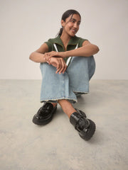 Black Patent Standard/Wide Fit Chunky Loafers