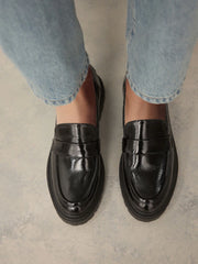 Black Patent Standard/Wide Fit Chunky Loafers