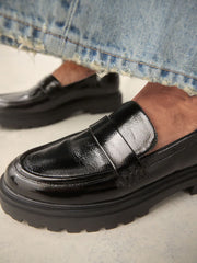 Black Patent Standard/Wide Fit Chunky Loafers