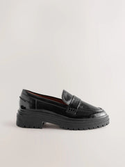 Black Patent Standard/Wide Fit Chunky Loafers