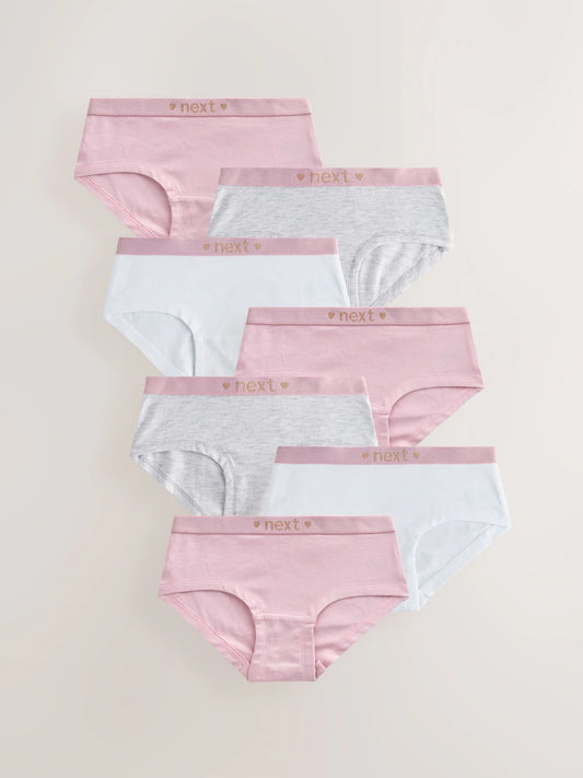 Pink/Grey Hipsters 7 Pack (2-16yrs)