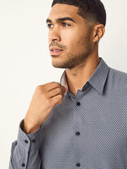 Navy Cotton Rich Trimmed Textured Shirt