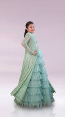 Emrel Green Gown Lehnga Eastern Western Cut