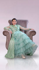 Emrel Green Gown Lehnga Eastern Western Cut