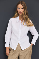White Fitted Stretch Essential Long Sleeve Shirt