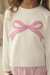 NEXT - Pink Bow Stripe Woven Pyjamas (9mths-16yrs)