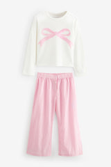 NEXT - Pink Bow Stripe Woven Pyjamas (9mths-16yrs)