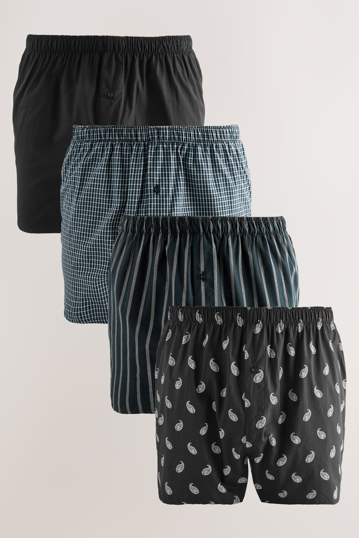 Black Stripe 4 pack Woven Pure Boxers
