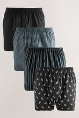 Black Stripe 4 pack Woven Pure Boxers
