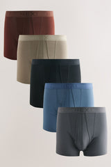 Blue/ Grey/ Ecru/ Red/ Black 5 Pack A-Front Boxers