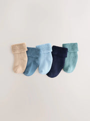 Blue Baby Towel Socks 5 Pack (0mths-2yrs)