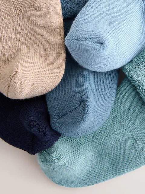 Blue Baby Towel Socks 5 Pack (0mths-2yrs)