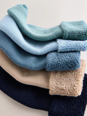 Blue Baby Towel Socks 5 Pack (0mths-2yrs)