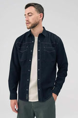 Black Twin Pocket Western Style Long Sleeve Shirt