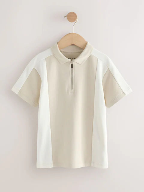 NEXT - NCNYF-Jersey Tops-Stone Zip Neck Textured